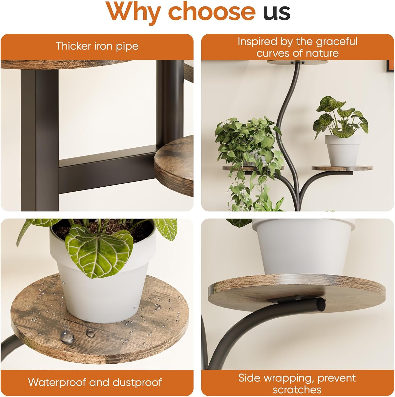 Qmetalart Plant Stand Indoor, 8 Tier Metal Flower Rack with Round Shelves, Modern Display Shelf for Living Room, Balcony, Bedroom – Stable & Space-Saving for Plant Lovers & Home Decor