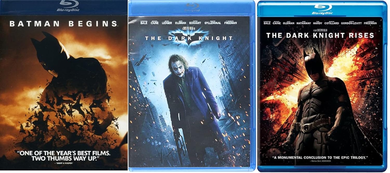 The Dark Knight Trilogy Christopher Nolan Batman Begins The Dark Knight The Dark Knight Rises 3 Blu Ray Set Includes Movie Take Glossy Print Art Card