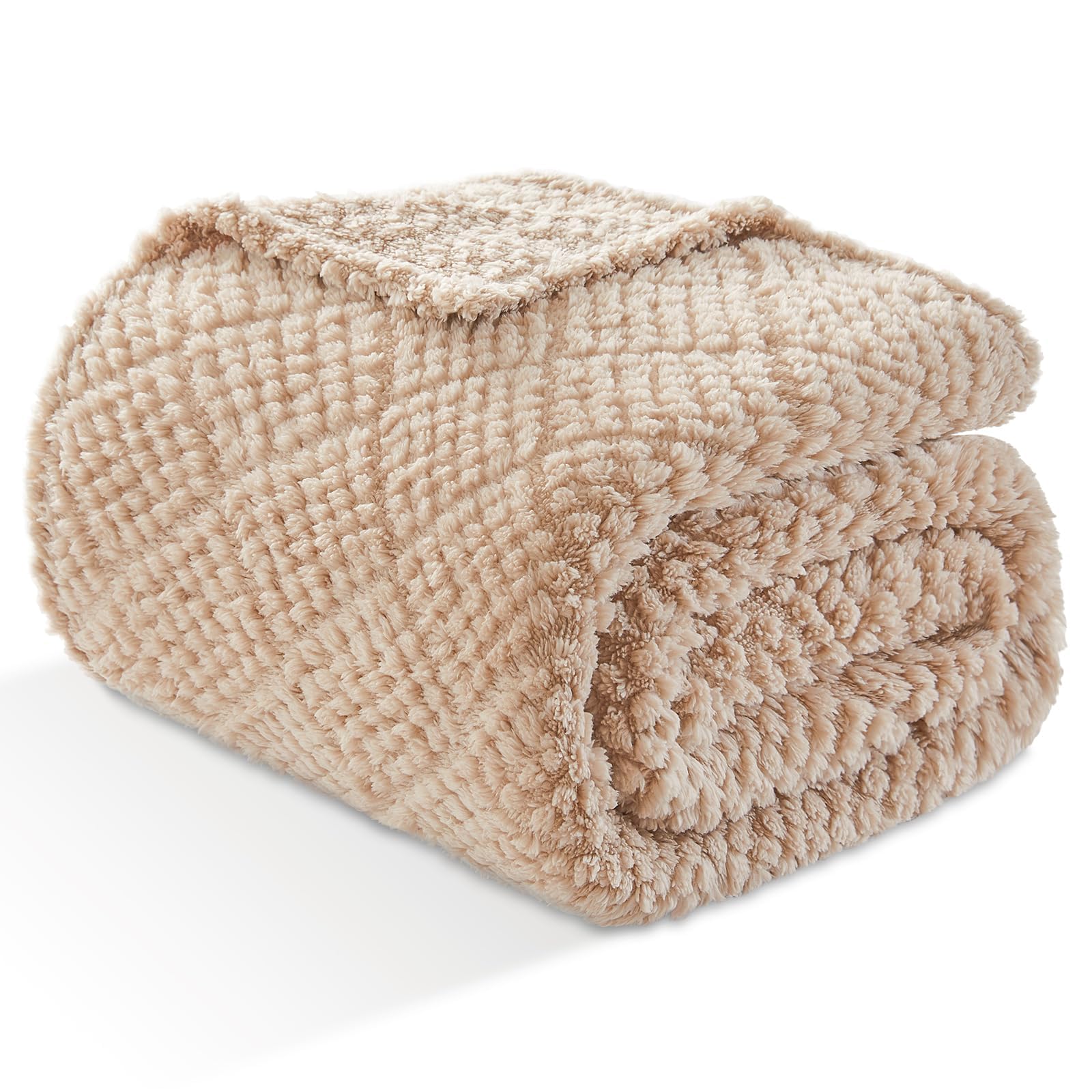 EMME Kuscheldecke Flauschige - Flanell 150x200cm Fleecedecke, Weiche Warme Wolldecke Überwurfdecke, Couchdecke, Decke für Sofa, Tagesdecke, Wohndecke, Beige