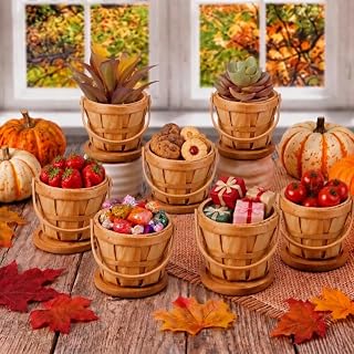 Marsui 10 Pcs Small Wooden Baskets for Berry, 4 x 5.1 Inch, Brown