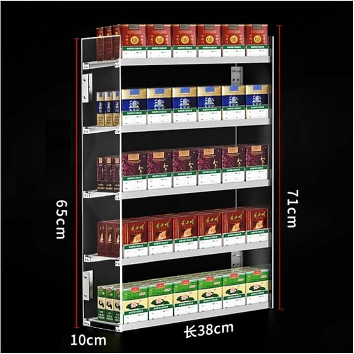 Acrylic Wall-Mounted Cigarette Display Rack, Auto Pusher Holder for Supermarkets & Movie Theaters, Transparent Retail Shelf for Easy Access & Organized Cigarette Storage