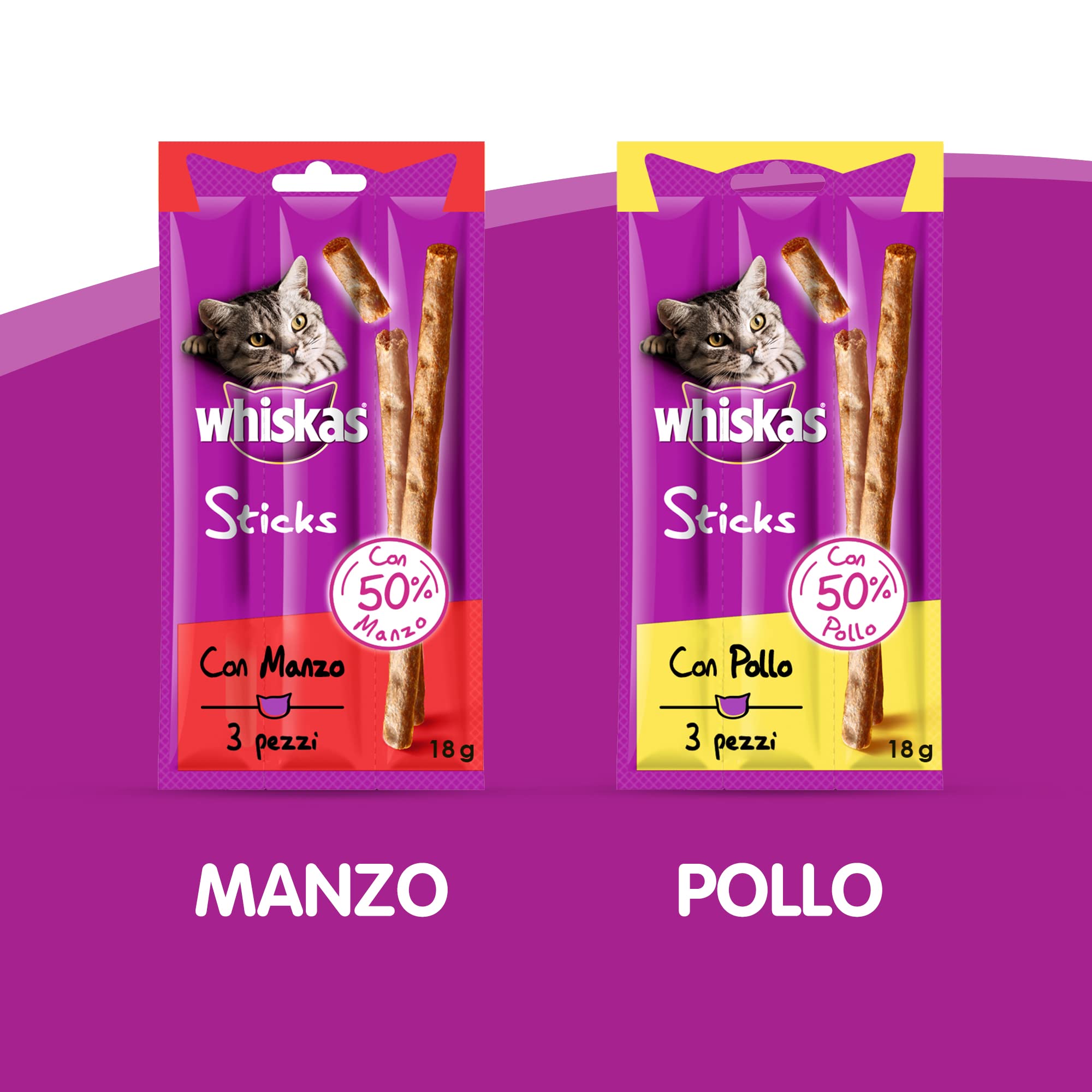 Whiskas Katzensnack, Sticks mit Rindfleisch, insgesamt 84 Stück (28 Packungen zu je 18 g)