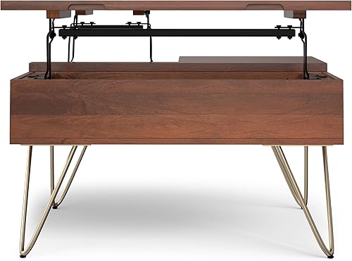 Miniatura 6 de SIMPLIHOME Hunter - Mesa auxiliar con tapa elevable, mesa de cóctel cuadrada industrial de madera maciza de mango macizo de 32 pulgadas de ancho en