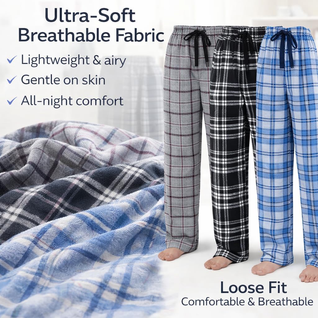 US Angels 3-Pack Boys Pajama Pants - Soft Jersey Knit OR Microfleece PJ Bottoms for Kids - Boys Sleepwear, Size 7-20