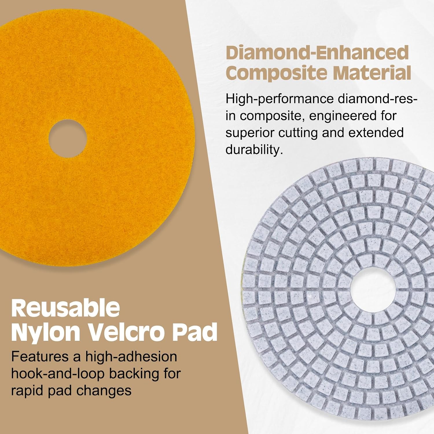 VISCOO 20 Pack 4 Inch Diamond Polishing Pads, Granite Polishing Pads Kit with 5/8''-11 Backer Pad, 50-6000 Grit Wet/Dry Polishing Pads for Marble, Concrete, Quartz, Stone, Tile with Wool Felt Pads