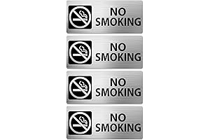 4 Pack No Smoking No Vaping Sign- Aluminum, Self-Adhesive Heavy Duty Metal,...