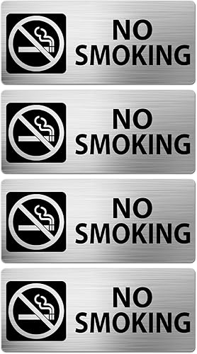 Letrero de advertencia de aluminio de 7 x 3 pulgadas, autoadhesivo, resistente al agua, de metal, para negocios, oficina, entrada, paquete de 4