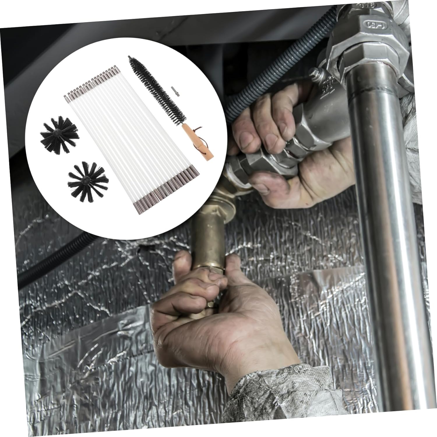 Chimney Cleaning Brush Kit Lint Remover for Dryer Vent Fireplace Duct Cleaning Efficient Dust Removal for Home Safety Performance