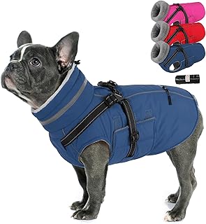PETDSH Dog Coat Small, Built-in Harness Dog Jacket with Warm Fleece Lining, Waterproof Reflective Dogs Winter Coat, Pet Co...