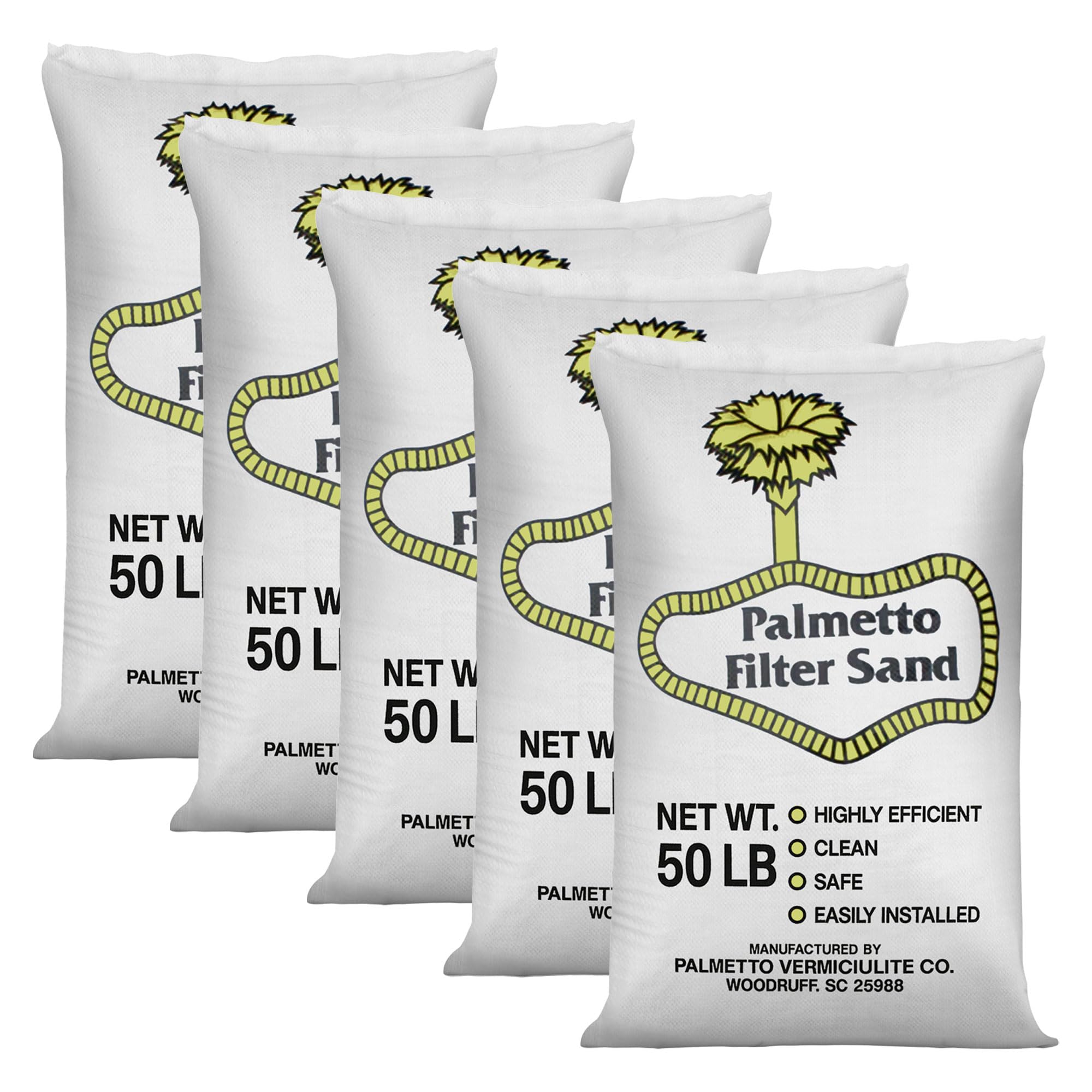 5 Pack Pool Filter Sand, Clean and Clear Water, Superior Quality Natural Sand for Residential and Commercial Pool Sand Filter Pumps, 50 Pound