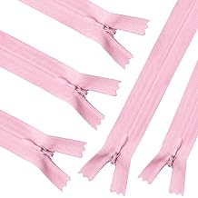 Sawoake Invisible Zippers 24 Inch #3, Pink Nylon Coil Zippers 5-Pack for Sewing, Skirts, Pockets, Pillows Pink, 24", 5PCS