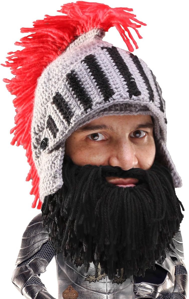 Beard Head Barbarian Knight - Original Handmade Knit Helmet and Removable Beard