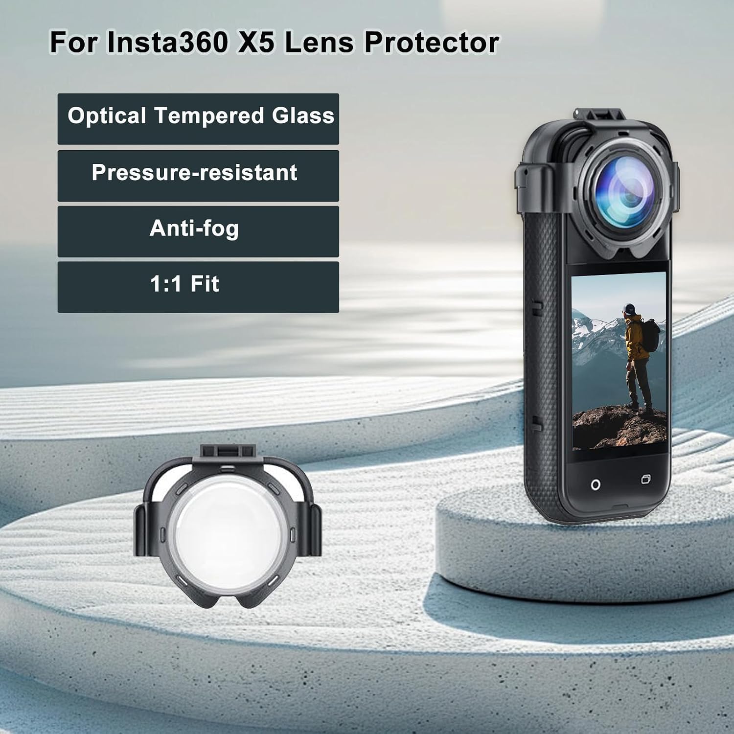Lens Protector Compatible for Insta360 X5,Optical Tempered Glass Lens Guard Protective Cover,HD Transparent Lens Cap,Dual Snap Design Anti Scratch Resistant 360 x5 Accessory