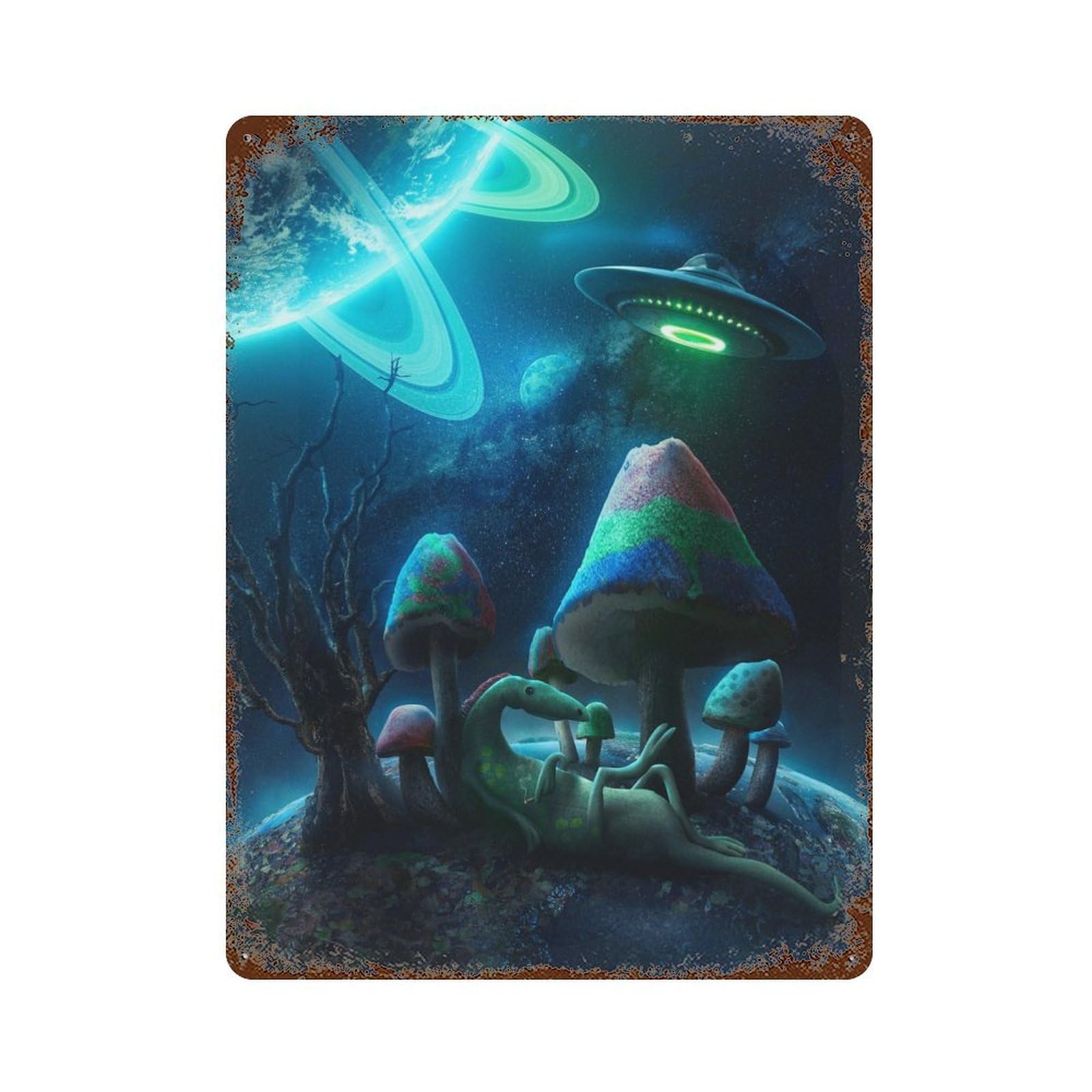 A Distant Planet 15.7"x11.8" Decorative Tin Sign, Retro Wall Decor for Garage, Bar And Workshop Decor