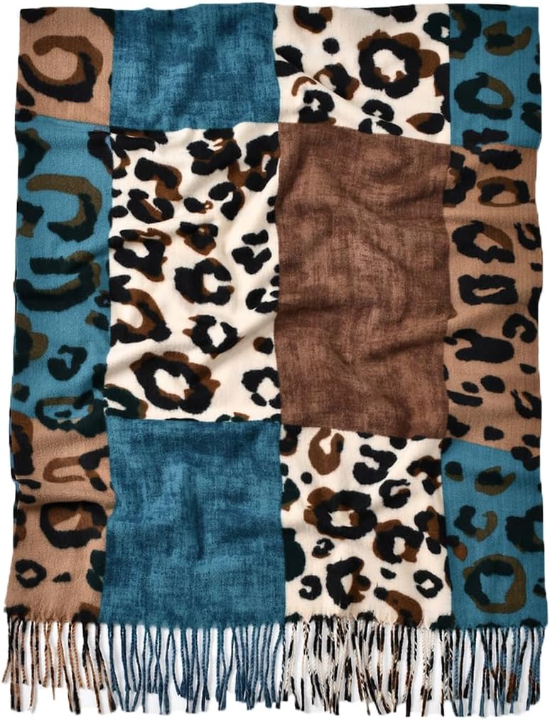 Yeieeo Winter Scarf for Women Leopard Printed Scarf Fall Winter Thick Fashion Fringed Shawl - Image 3