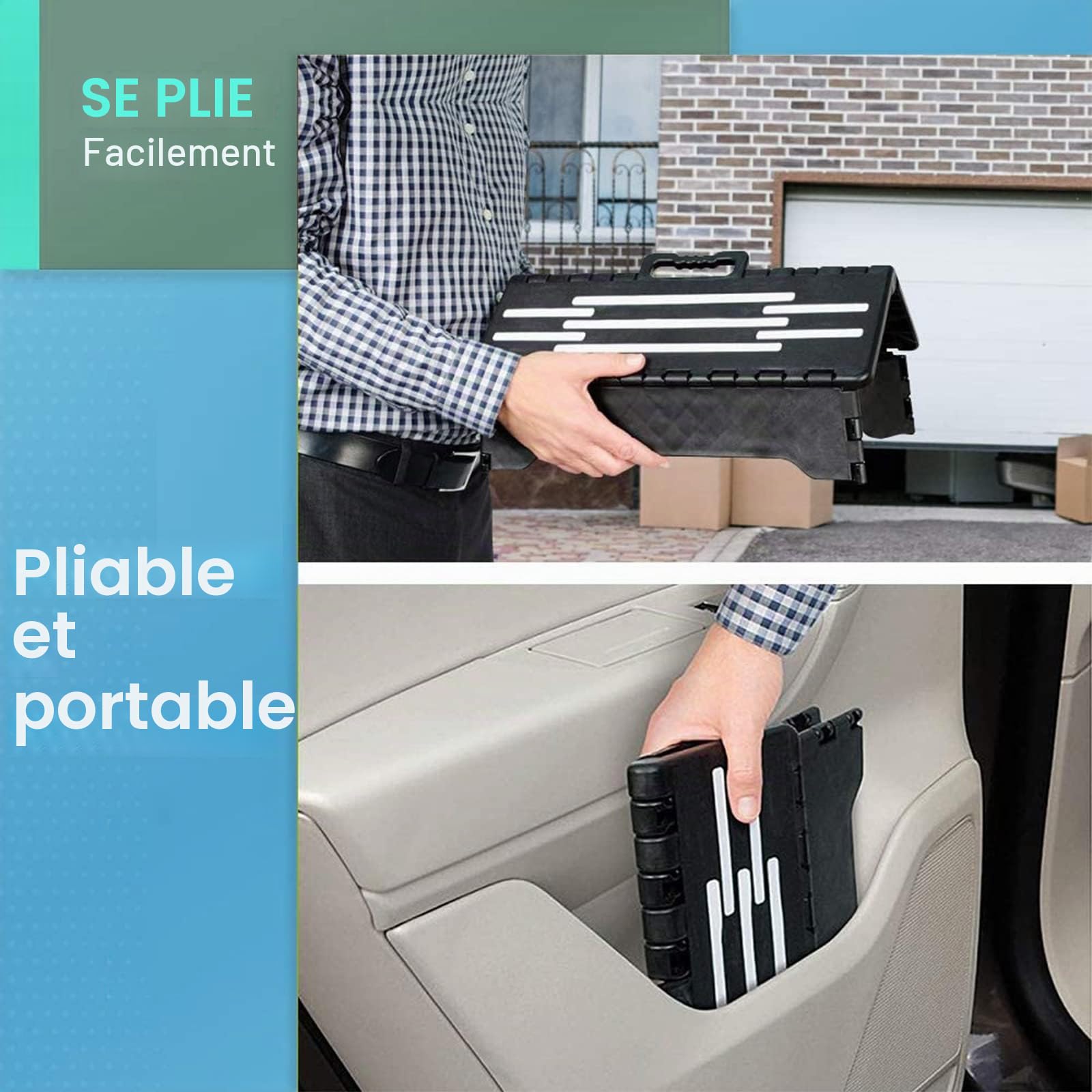 Marchepied pliable portable de 12.7 cm, demi marchepied pliable pour personnes âgées et adultes, un SUV et un camping-car, pour les personnes âgées qui se lèvent dans un lit haut ou des escaliers