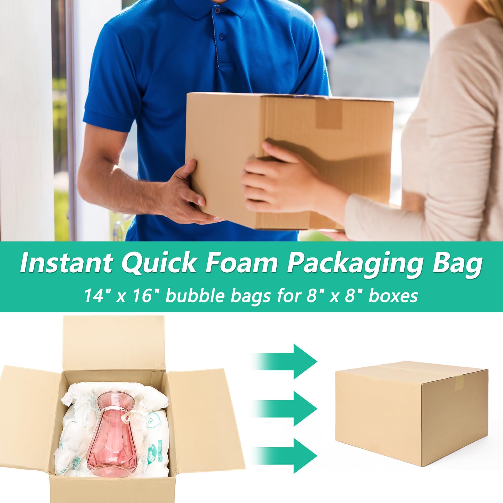 Expandable Protective Packing Expanding Foam Shipping Bags 8 Pack 16x14 Inch - Instant Pack Quick ...