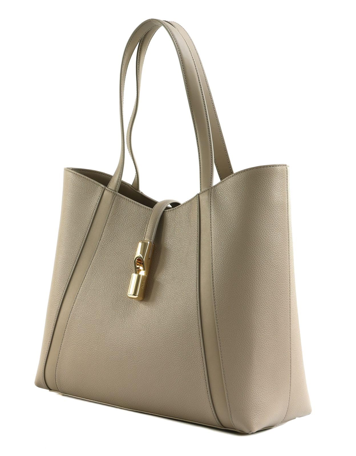 Furla Cuero bolso shopper Goccia Tote Bag Linen marrón topo