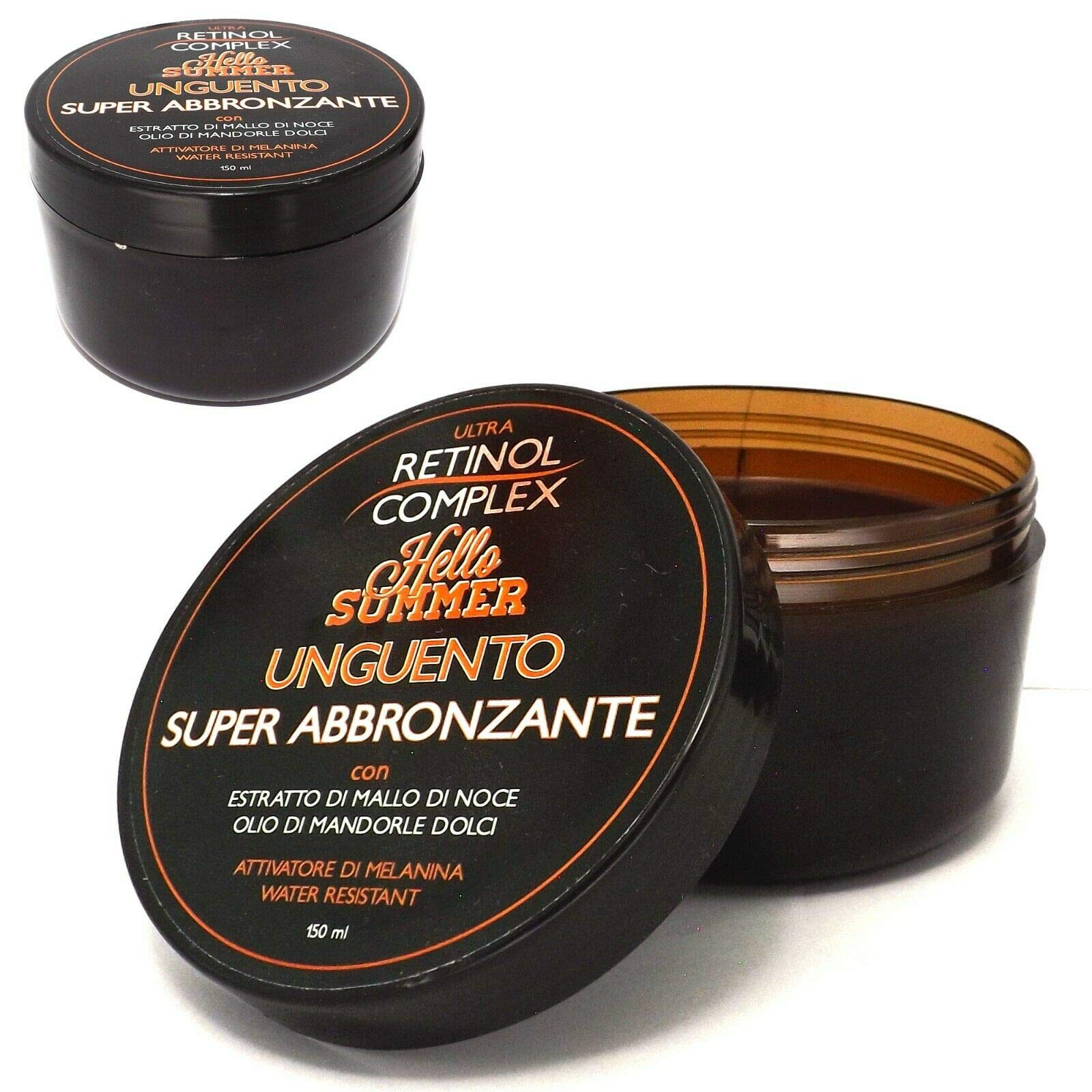 Hello Summer Ultra Retinol Complex - Unguento super abbronzante con mallo di noce ed olio di mandorle dolci, attivatore di melanina e resistente all'acqua (150ml)