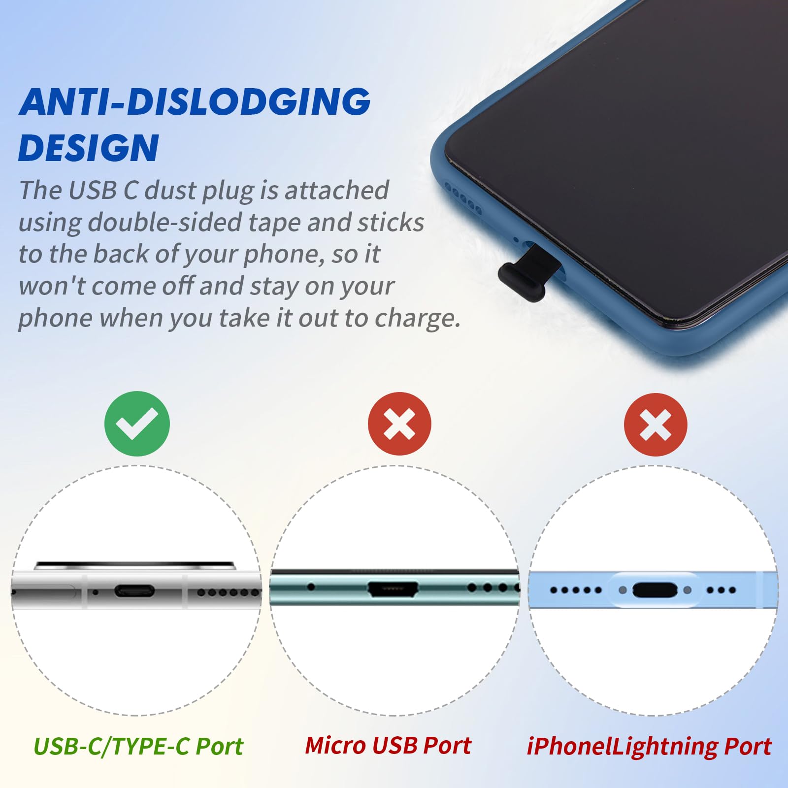 Rierousy 6 Bouchons Anti-Poussière USB-C En Silicone - Protection Port Type C Pour Smartphones - Noir Translucide Et Phosphorescent