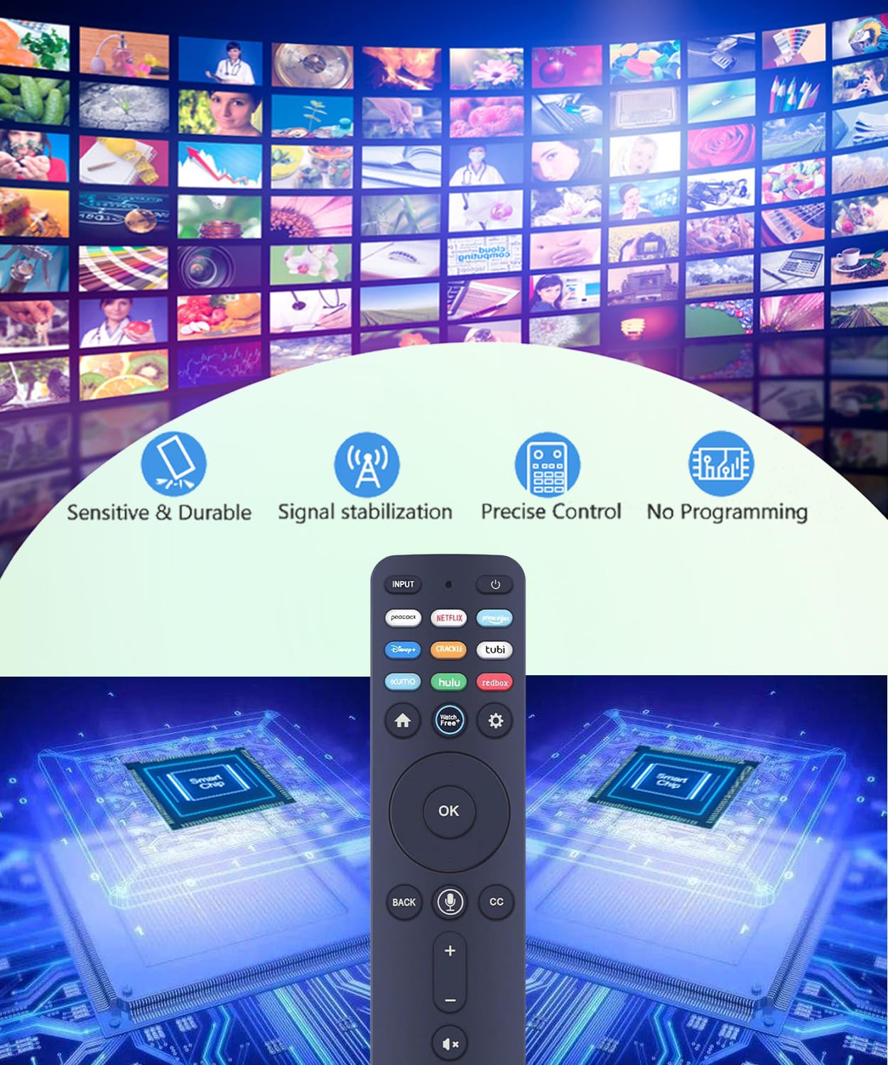 Mando a distancia de voz universal para Vizio Smart TV V555M-K01 M75QXM-K03 V435-G1 V505-J09 P75QX-J01 M55Q7-G2 V655M-K04 M70Q6-J03 V705M-K03 M4 3Q7-HH 1 repuesto M50Q7-J01