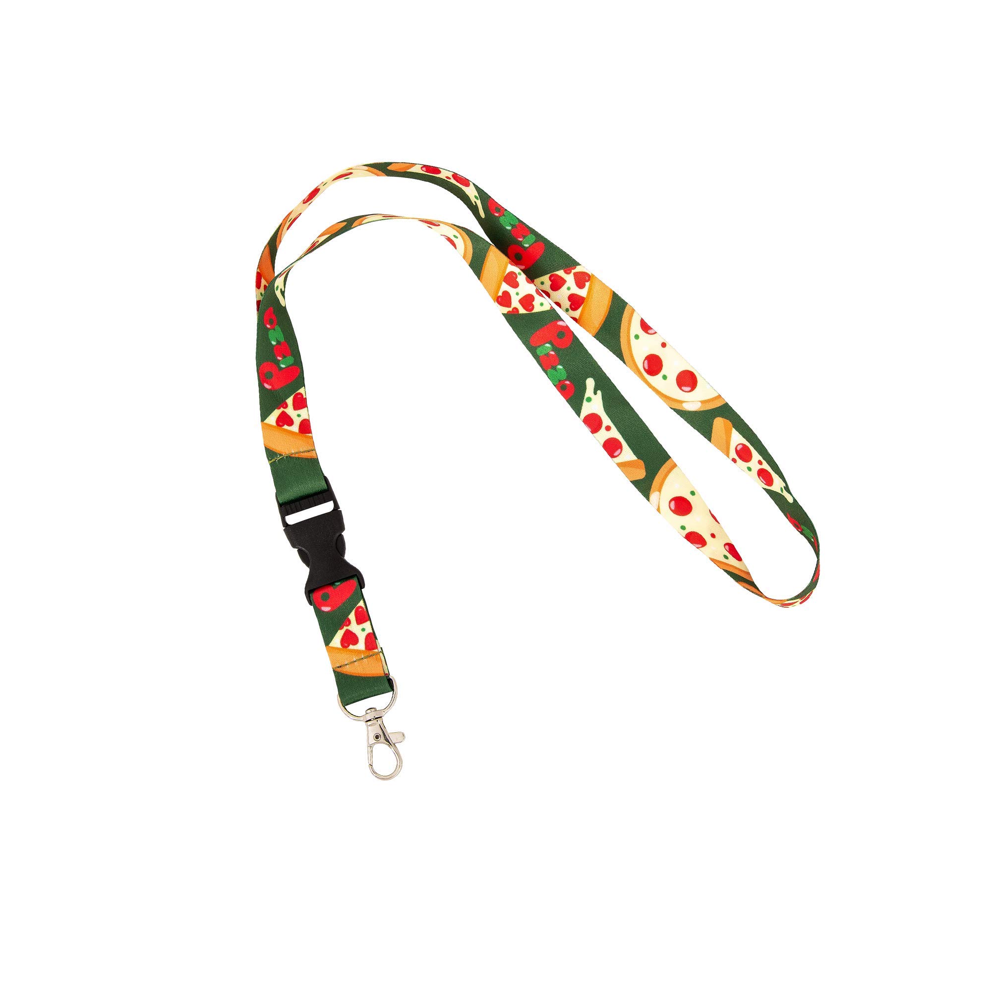 Desert Cactus Pizza Food Lanyard Badge ID Car Keys Keychain Souvenir Holder Nurse Doctor Teacher Office Detachable Breakaway Snap Buckle (Design 3)