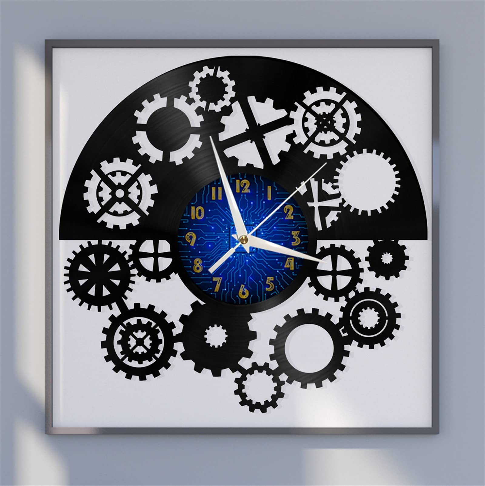 VCS Gear Set Vinyl Record Wall Clock for Kitchen Wall Decor Wall Art Gift for Lover Gift Idea for a Best Friend(B)