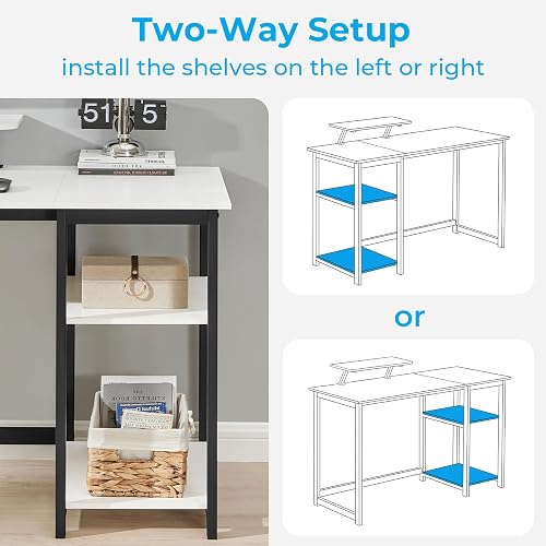 GreenForest Computer Desk with Monitor Stand,100cm Office Desk with Reversible Storage Shelves,Study Desk for Home and Small Spaces,White - 6