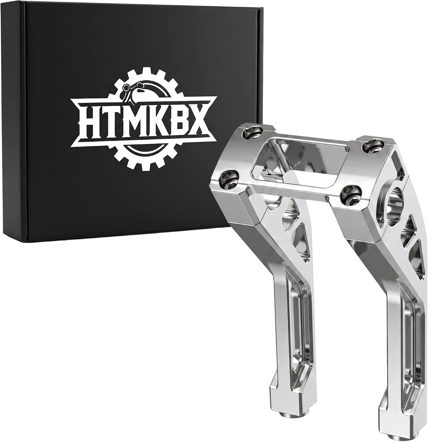 8" Tall Motorcycle Handlebar Risers 1" Clamping Area with One-Piece Top Clamp, CNC Billet Aluminum Bar Riser Kit Chrome