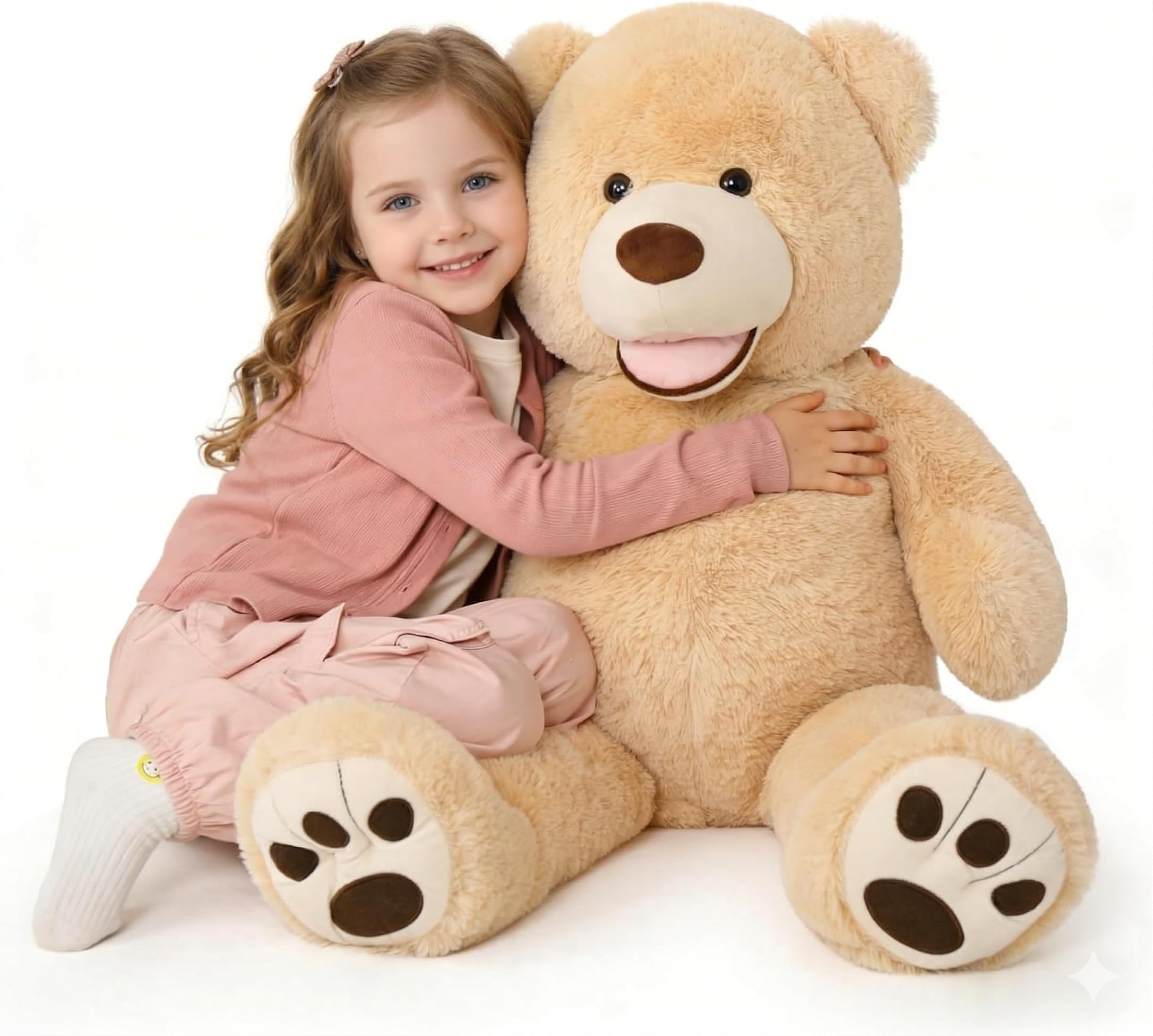 MaoGoLan Giant Teddy Bear Plush,39 inches Big Teddy Bear Stuffed Animal,Adorable Smiling Large Bear,Express Your Love Gift for Kids,Girlfriend,Baby Shower,Valentines Day,Christmas,Long Distance