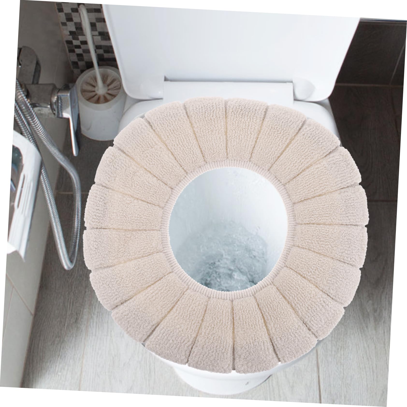HOMSFOU Toilet Seat Pads O-shaped Cover Stretchable Easy Wash Durable Random Style