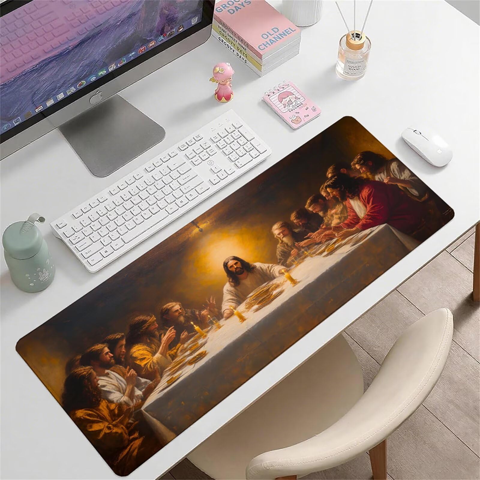 Żółta podkładka pod mysz XXL 1500 x 800 x 3 mm wieczerza pod ręką akcesoria biurowe antypoślizgowa gumowa podstawa i szyte krawędzie podkładka pod mysz dla graczy do dekoracji biura dekoracyjnego