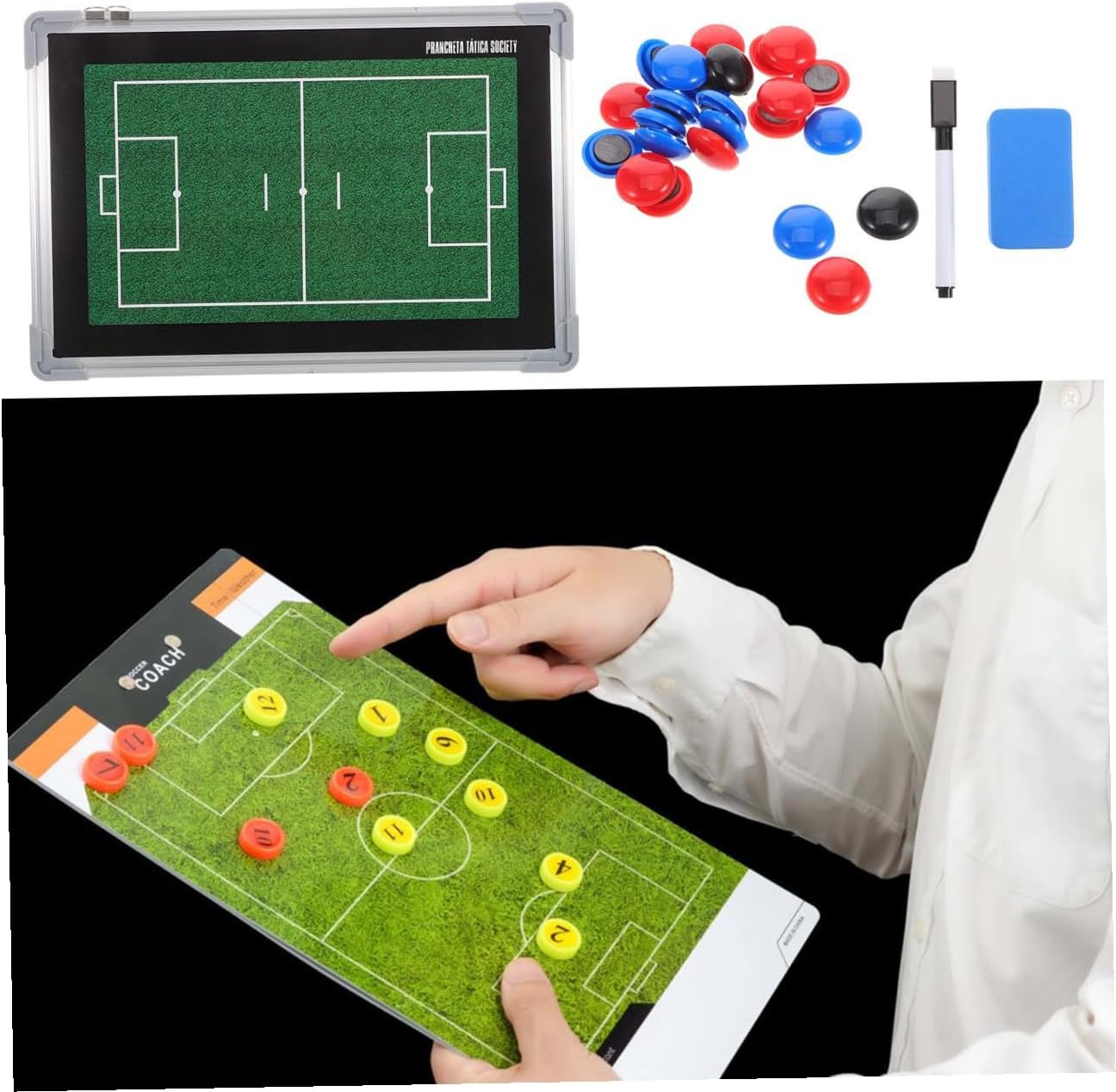 Angoily Football Coaching Board Dry Erase Aluminum Tactical Strategy Board for Coaches Soccer Training and Match Planning Sports Ball Coaching Equipment
