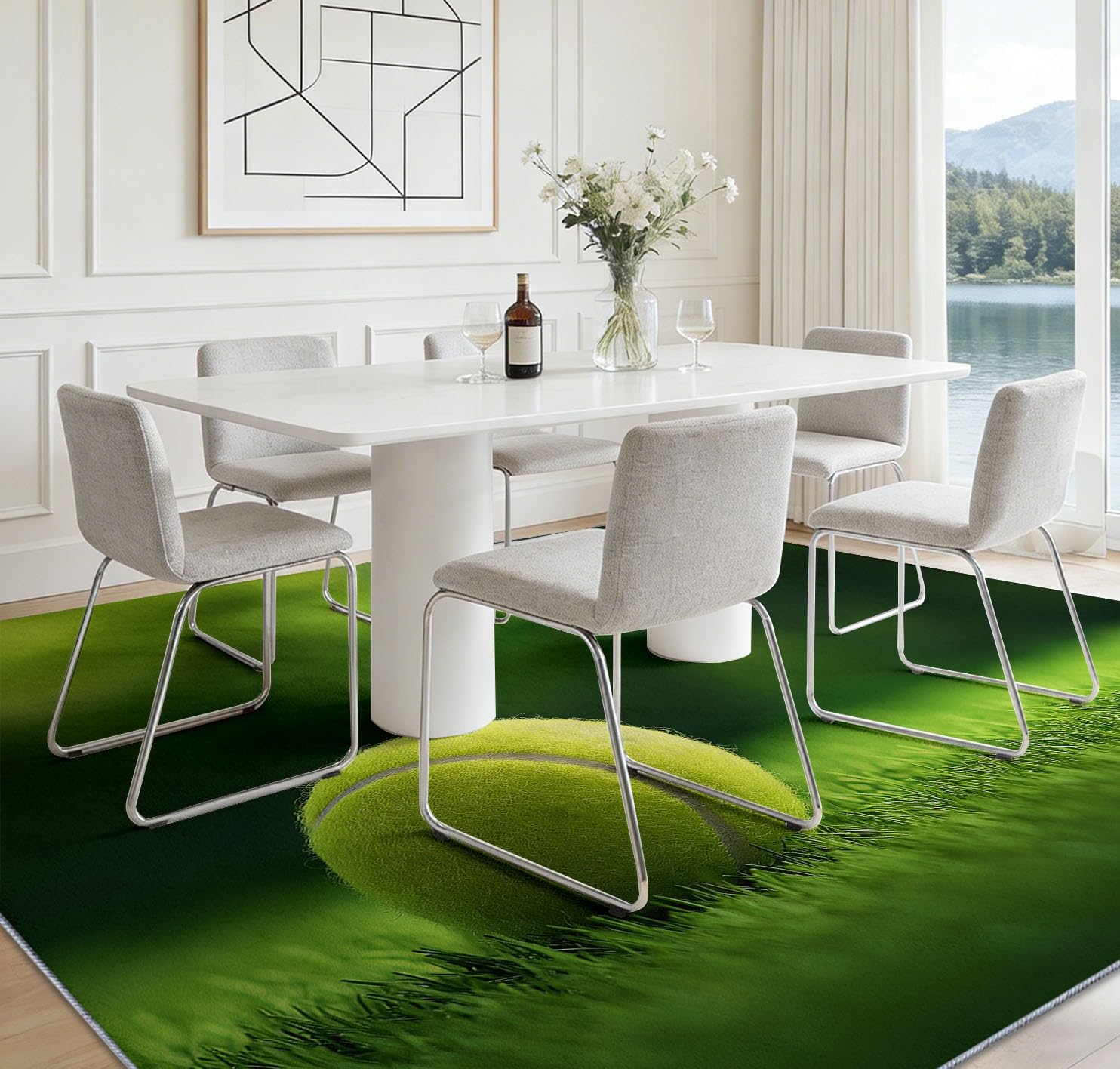 Alfombra antideslizante para tenis de césped y fotografía deportiva, de pelo bajo, de secado rápido, lavable a máquina, para dormitorio, sala de estar, comedor, 100 x 160 cm