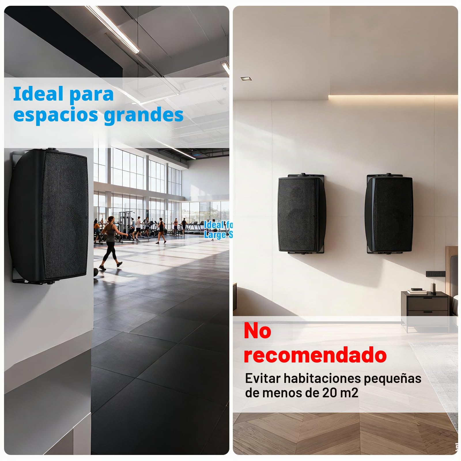 STUDIOFINIX Woofer de 8 pulgadas 600 W altavoces pasivos para exteriores con cable, tamaño grande de montaje en pared (10.6 x 9.4 x 16.48 pulgadas, 12 libras cada uno), IP44 impermeable para todo tipo