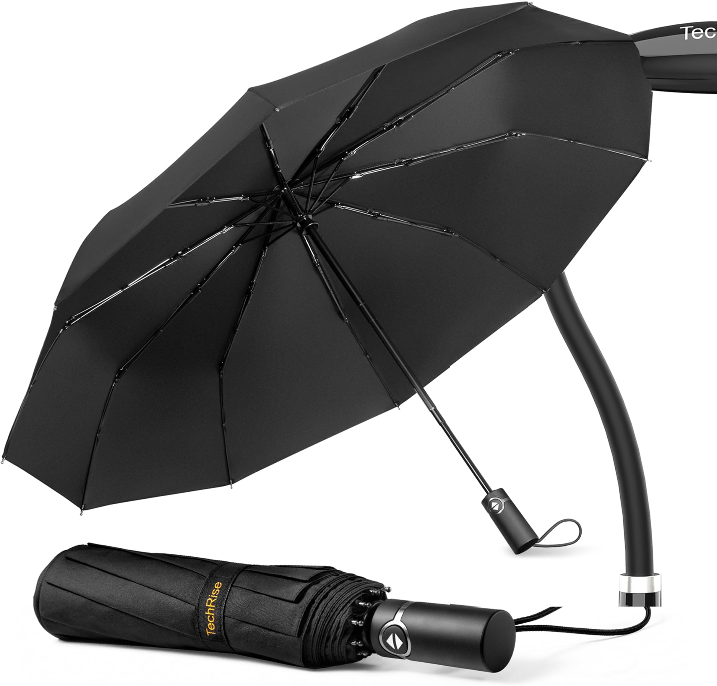 TechRiseTechRise Folding 10 Ribs Umbrella Hand, Windproof Strong Portable Light Weight, Portable Travel