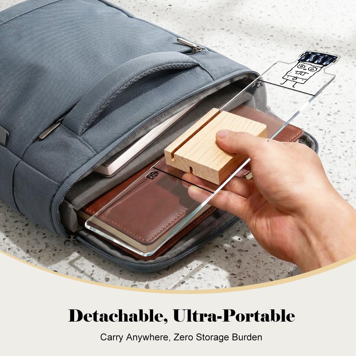 Bacheca per monitor per computer, bacheca per appunti, organizer per note adesive MRI, accessori da scrivania in acrilico, base in legno rimovibile, 100 fogli, 30 x 8,2 cm