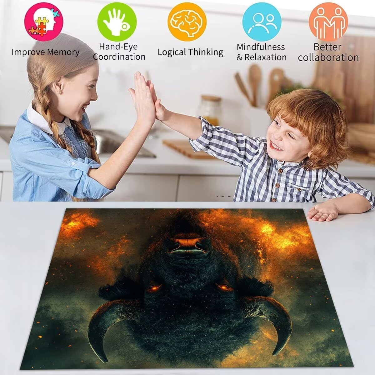 Puzzle Erwachsene 3000 Teile Ochse Abstrakt Educa Jigsaw für Kinder ab 8 Jahren Mädchen Jungen, Erwachsene Impossible Klassische Puzzles Schwer, Anspruchsvoll Spielspaß, Als Geschenke 81x122cm t-756