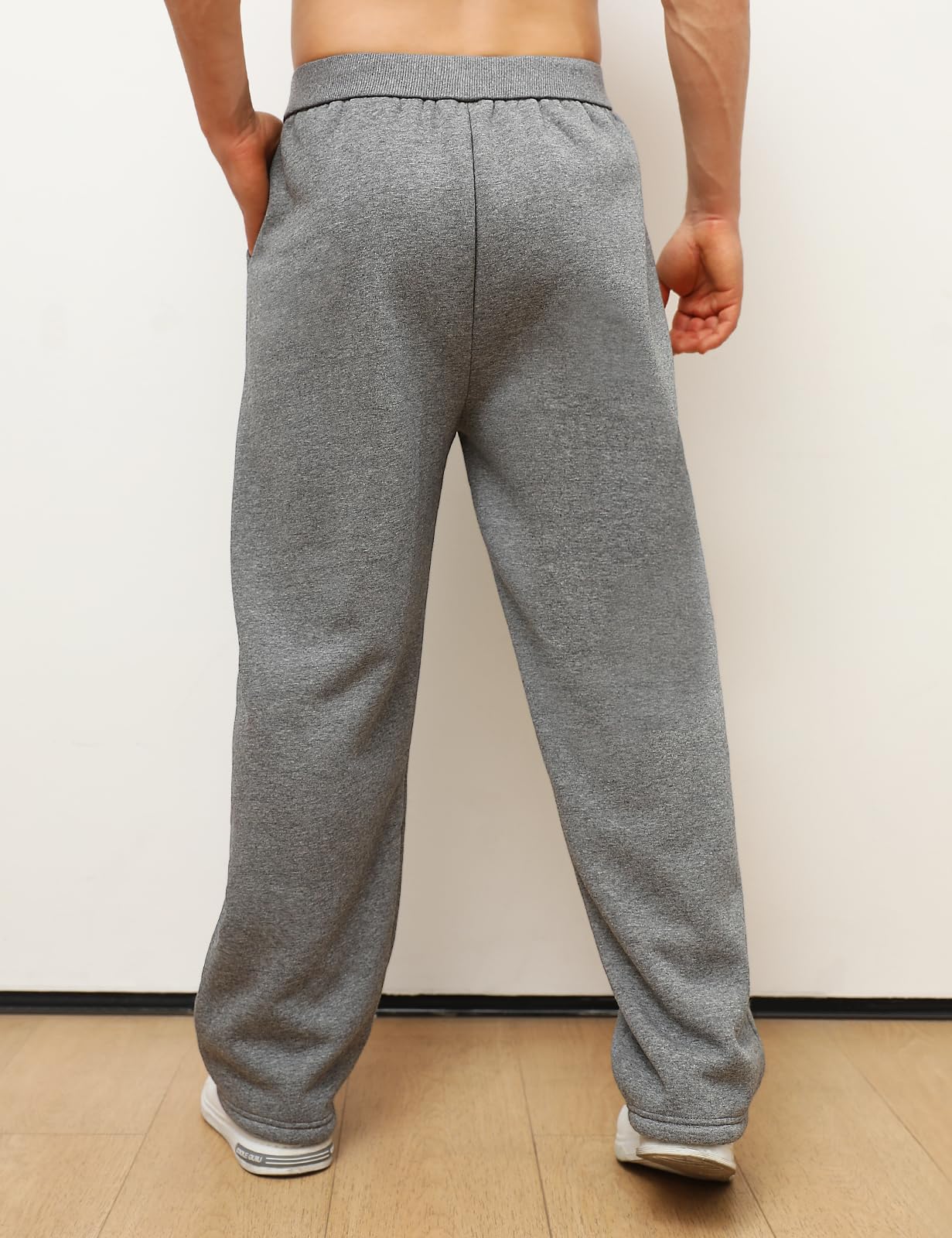 Vancavoo Pantaloni Tuta Uomo Invernali in Pile Pantalone Sportivi Corsa Felpati Pantaloni da Jogging Larghi Casual Cotone Pantaloni da Jogger con Coulisse e Tasche