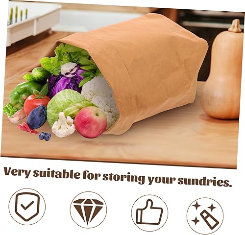 Miniatura 8 de KALLORY Bolsa de papel Kraft para frutas, bolsas de papel de caramelo, bolsa de comestibles reutilizable, bolsas de papel lavables, aperitivos,