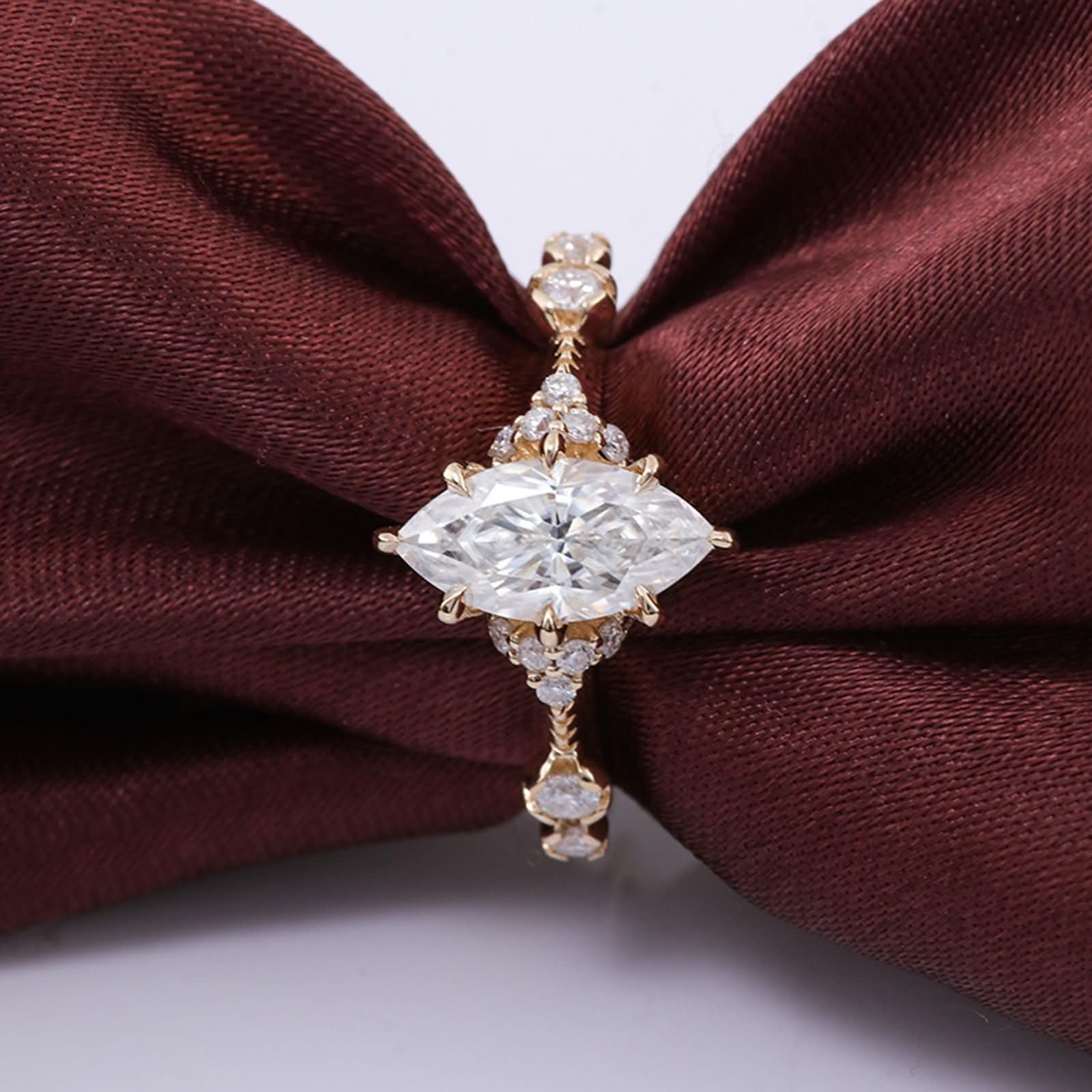 Epinki Pierścionek zaręczynowy i pierścionek zaręczynowy 9 karatów/14 karatów/18 karatów damski 2ct Moissanite White Deliate Fiancaille
