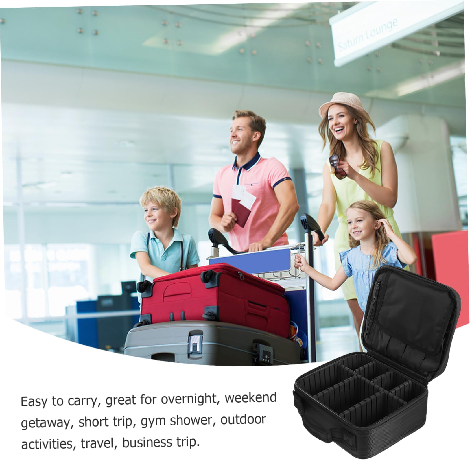 Neceser de Viaje Multicapa Asa, Bolsa Cosmética Portátil Negra de Nailon