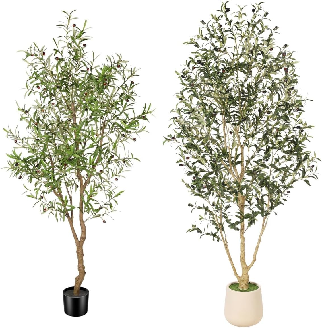 FEELEAD Lot 2 Oliviers Artificiels 210cm Deux Modèles Arbres Faux en Pot