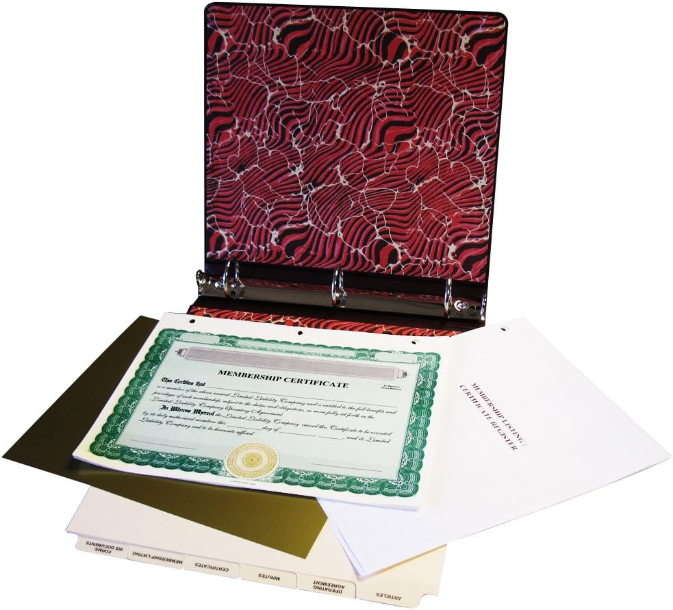 Corporate kit VP Combo (LLC): Binder, Slipcase, Stock Certificates, Index Tabs- Burgundy Binder