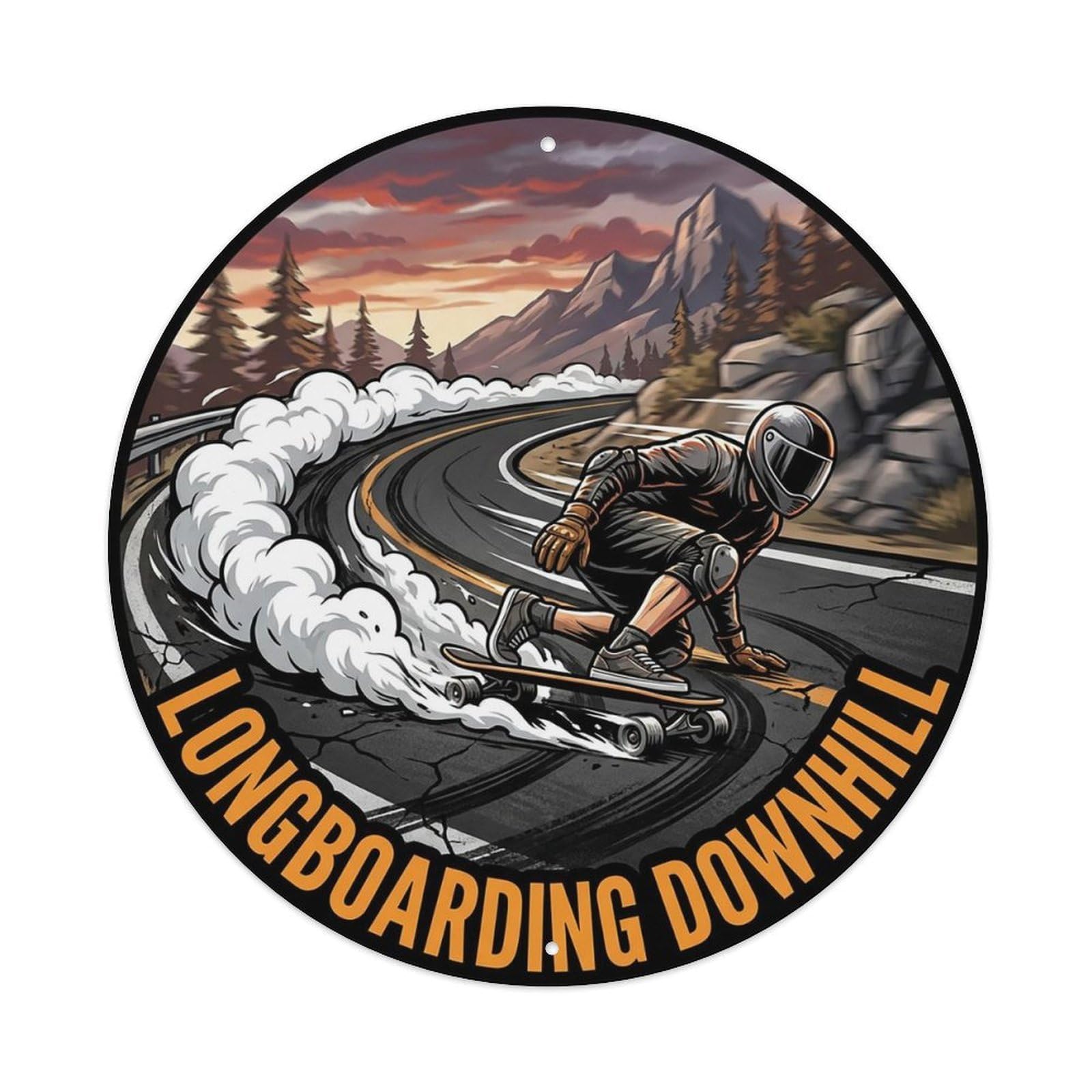 Vintage Longboarding Downhill Extreme Sports Vintage Metal Tin Sign Plaque Wall Decor for Cafe, Club Bar, Office, Garden Metal Poster 8x8Inch
