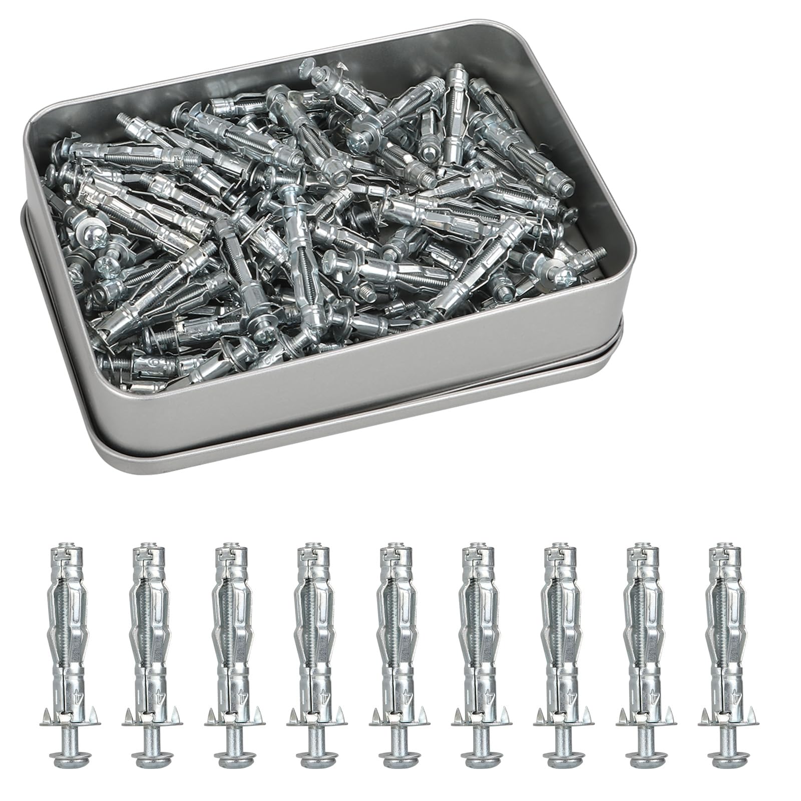 ZOFUN 100 Pcs Plasterboard Anchors M4 x 38mm, Heavy Duty Cavity Wall Fixings for Plasterboard