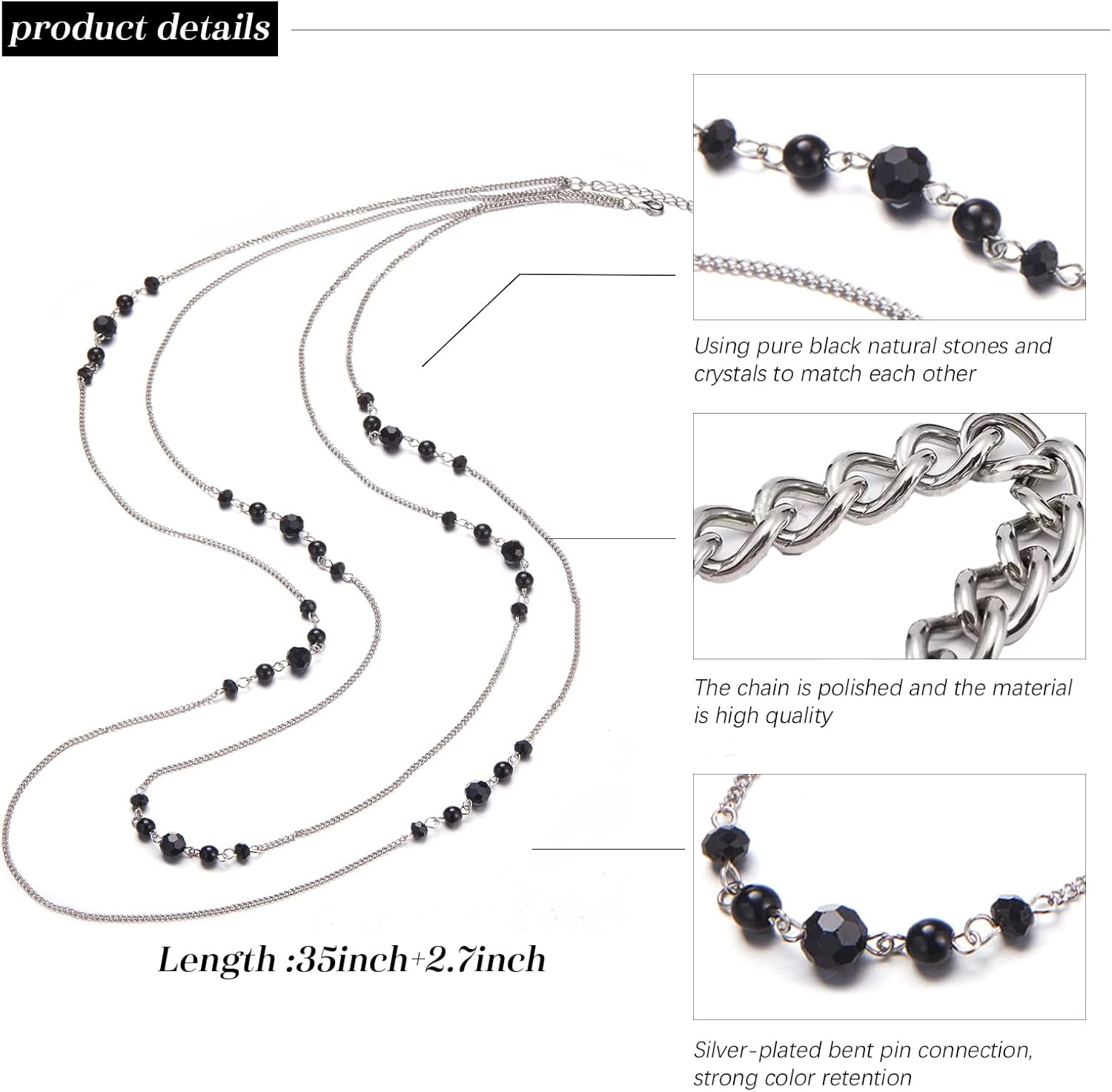 Noessla Long Silver Necklace for Women Bohemian Layered Statement Costume Long Necklaces for Women Fashion Jewelry Mothers Day Gifts - Image 5