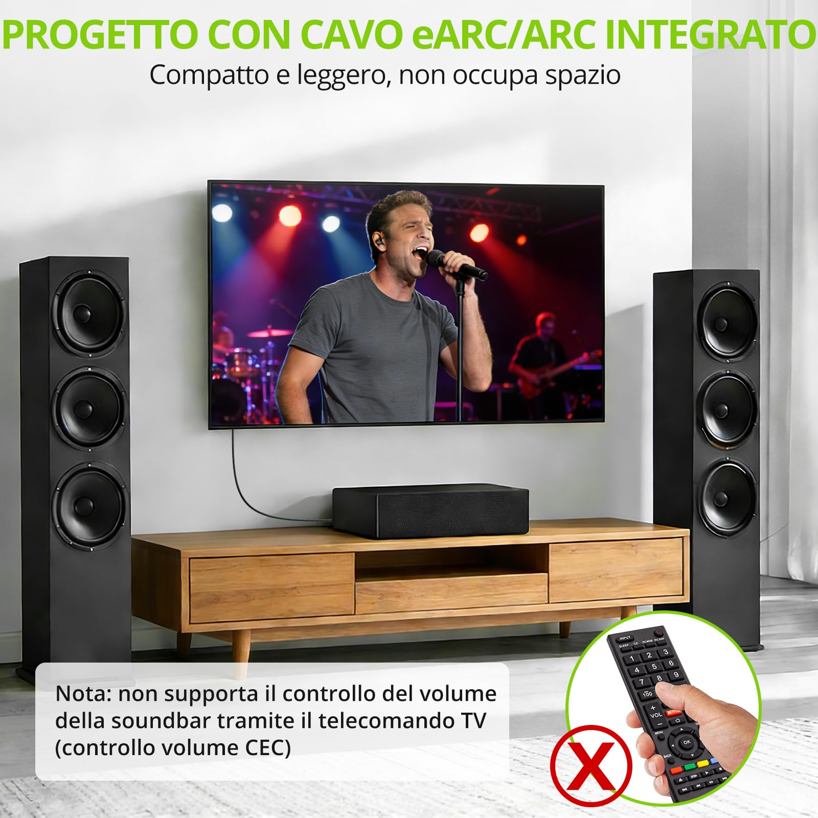 LiNKFOR Adattatore HDMI ARC a Ottico Supporta Audio 192kHz/24bit e Dolby DTS 5.1 Convertitore Cavo HDMI eARC/ARC a Ottico (1.5m) Design All-in-One Estrattore Audio HDMI eARC per Soundbar, Home Theater