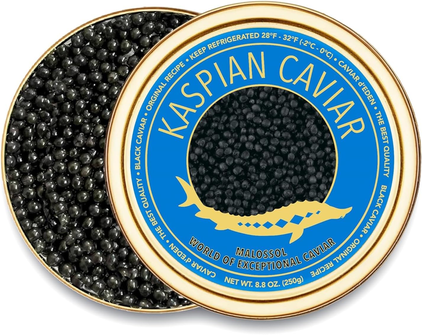 𝐁𝐄𝐒𝐓𝐒𝐄𝐋𝐋𝐄𝐑 - KASPIAN Collection - Premium Osetra Sturgeon Black Caviar - 3.5 oz / 100 g - Premium Classical Malossol Taste from Sturgeon Black Roe by Caviar d'Eden