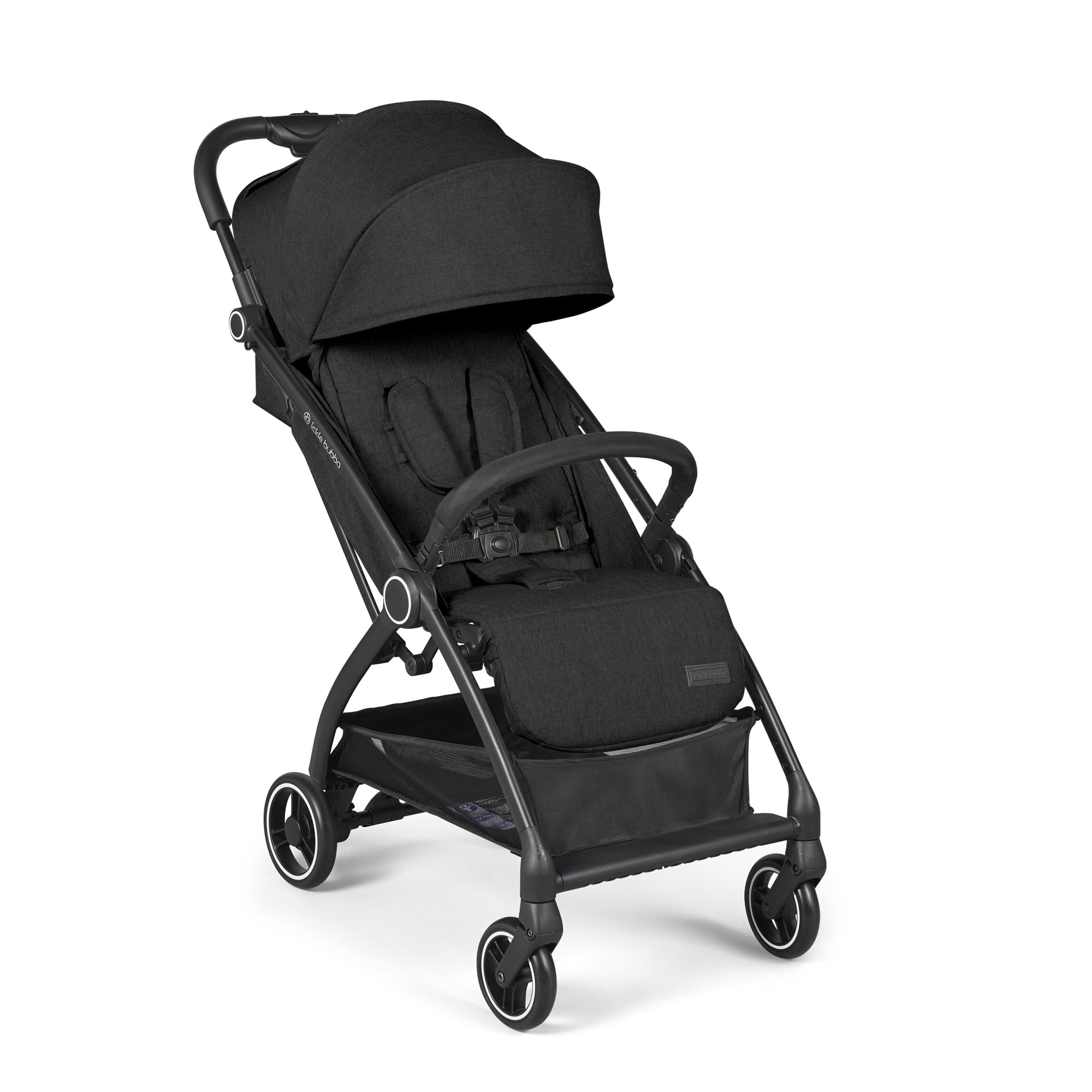 Aries Max Autofold Pushchair with Foot Warmer and Cup Holder, Featherlight Design, Multi-Adjustable Backrest and Practical Auto-Fold Mechanism (Black)